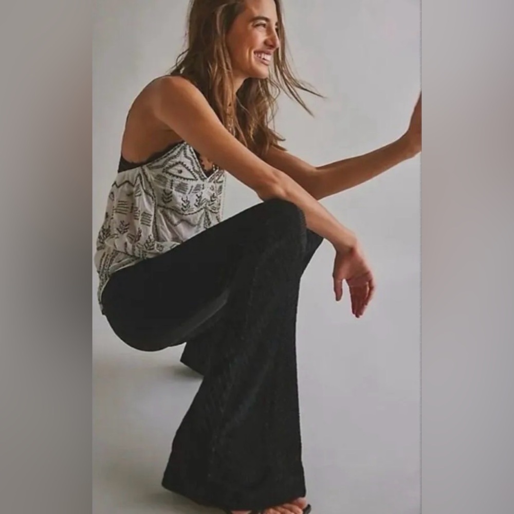 Free People Black Wide-Leg Pants
